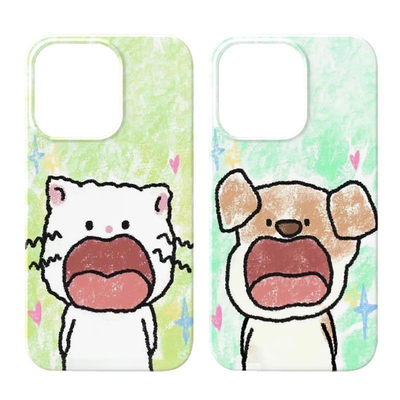 iPhone可爱彩绘猫咪小狗手机壳