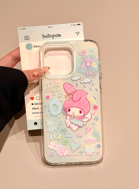 光油卡通美乐蒂适用于iphone16promax手机壳15plus苹果17Air防摔14/13保护套12可爱11粉色彩虹6/7/8PXRXSMAX