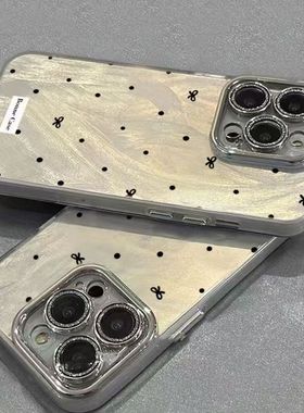 适用iPhone 16promax手机壳iphone15黑色波点ins风14/13/12pro高级感11pormax防摔7/8plus创意xr保护套简约