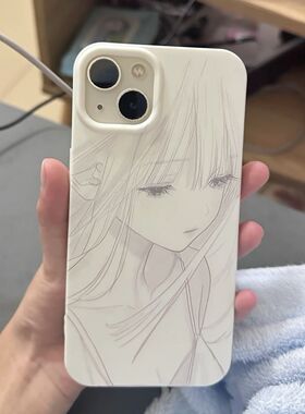 侧脸女孩儿适用苹果17Pro手机壳iPhone16Promax个性15plus白色14/13/12/11果冻壳手绘防摔保护套7/8PXRXSMAX