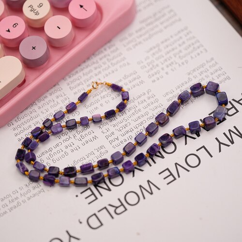 舒俱来S21353炫彩蓝紫项链18k