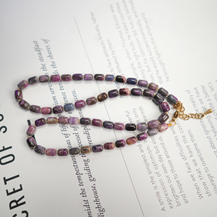 舒俱来S2235油画丝绒桶珠苏纪石项链