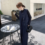 深蓝色小香风套装女秋季2025新款老钱风穿搭显瘦马甲阔腿裤三件套，女装套装/套裙，2C251