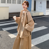 卡其色工装衬衫半身裙套装女2025春秋季新款韩版慵懒风显瘦两件套，女装套装/套裙，2C251