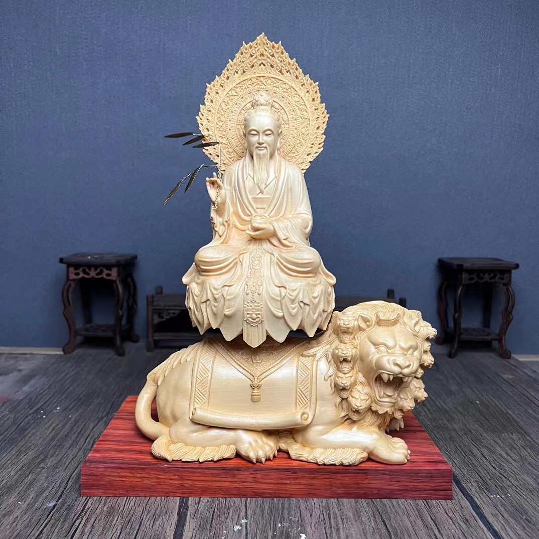 桧木精雕太乙救苦天尊神青玄青华大帝寺庙供奉佛像摆件家居装饰品