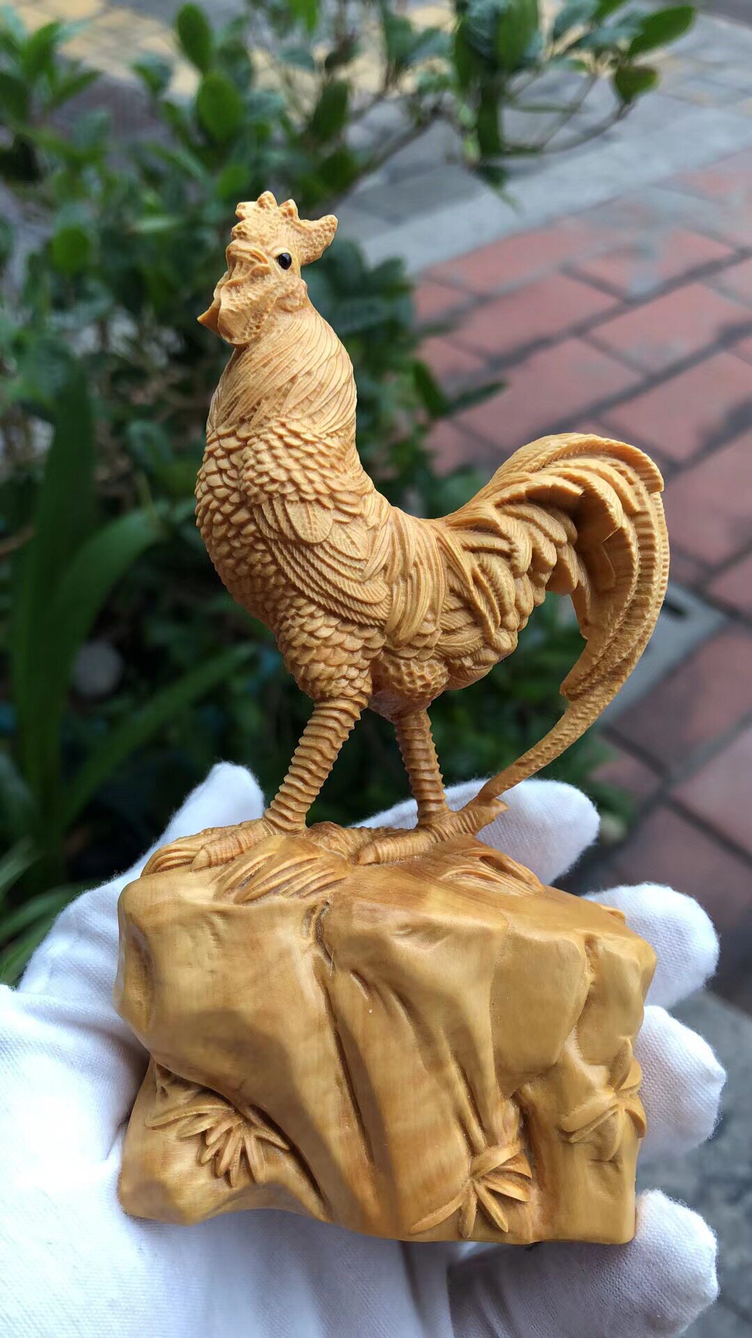 小叶黄杨木雕摆件生日礼品家居办公室雕刻公鸡创意实木手把玩件