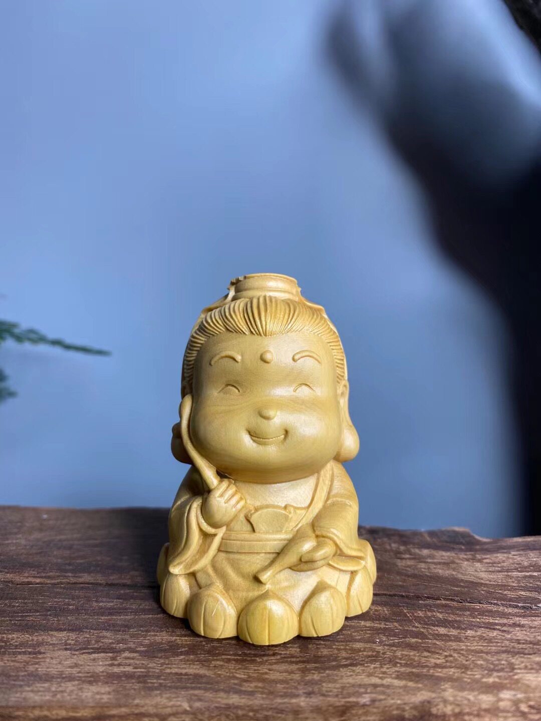 小叶黄杨木雕卡通人物创意手把件家居饰品观音佛像q版小摆件