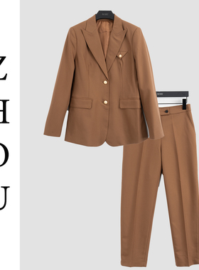 咖色设计感通勤日常时尚套装-20615