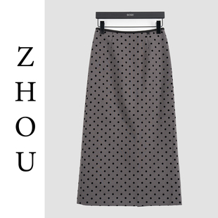 灰色通勤设计感半身裙-20462