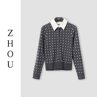 （周哥甄选）灰白波点上衣-44449