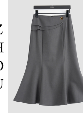 灰色通勤日常气质半身裙-20176