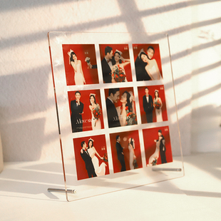 九宫格相框情侣打印照片相册婚纱照亚克力定制礼品创意正方形摆台