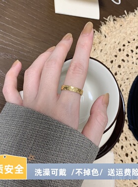 不掉色！碎冰冰戒指2024新款洋气