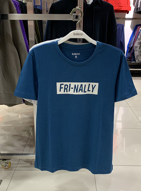 Baleno班尼路男装夏季纯棉圆领短袖休闲简约印花T恤衫8821201M005