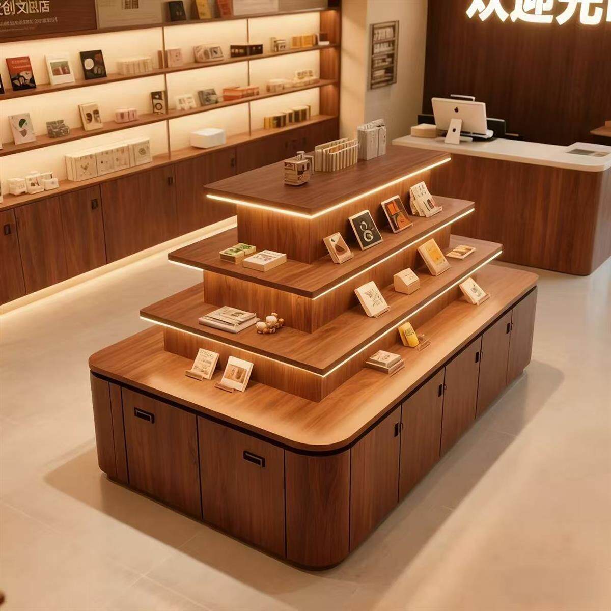 中岛展示台化妆品陈列柜超市货架堆头文创店饰品展示柜产品展示架