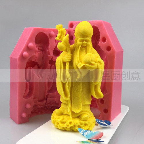 大号寿星厨用多功能盐雕模具酒店福禄寿星盐模巧克力糖艺模具硅胶 - 封面