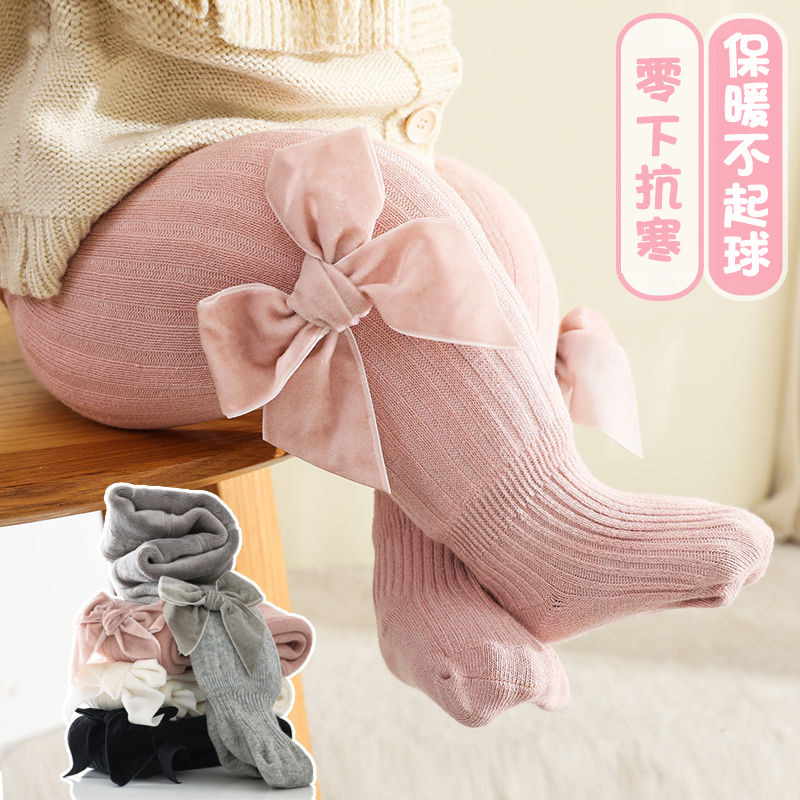 婴儿连裤袜冬款加厚大PP宝宝打底裤袜加绒纯棉保暖连脚女童连体袜
