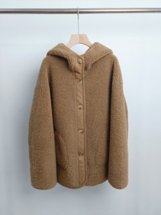 2025秋冬高级感驼色羊羔毛外套女加绒加厚皮毛一体连帽棉服超洋气