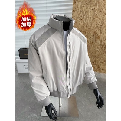 美式bomber飞行棉服男款冬季加厚棒球服棉衣cleanfit夹棉外套帅气