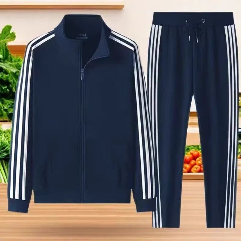 外贸出口订单春秋季三条杠休闲裤外套运动服宜套装男开衫卫衣跑步