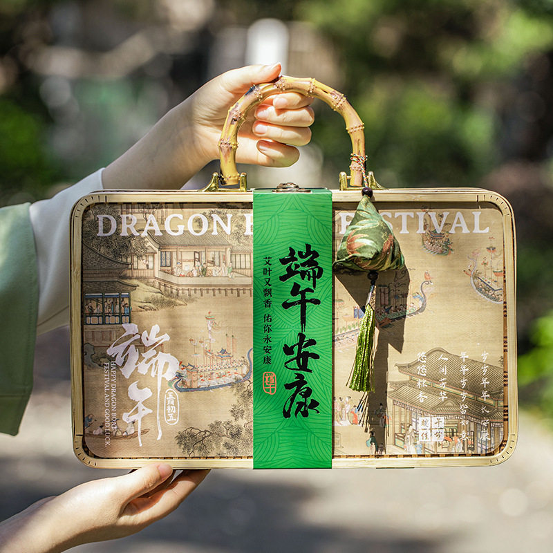 粽子礼盒空盒2025新款端午节包装盒竹编篮中式礼品盒子送礼手提篮