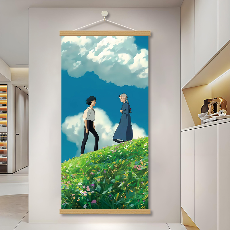 哈尔的移动城堡宫崎骏装饰画动漫卧室房间餐厅挂画寝室小清新壁画