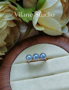 天然海水三珠7-8无调色真多麻平衡木纯银戒指开口