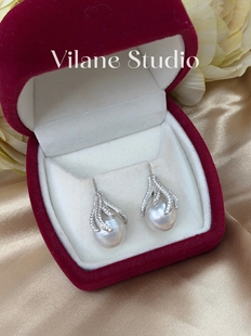 福利 澳白纯银水滴耳钉12mm微瑕
