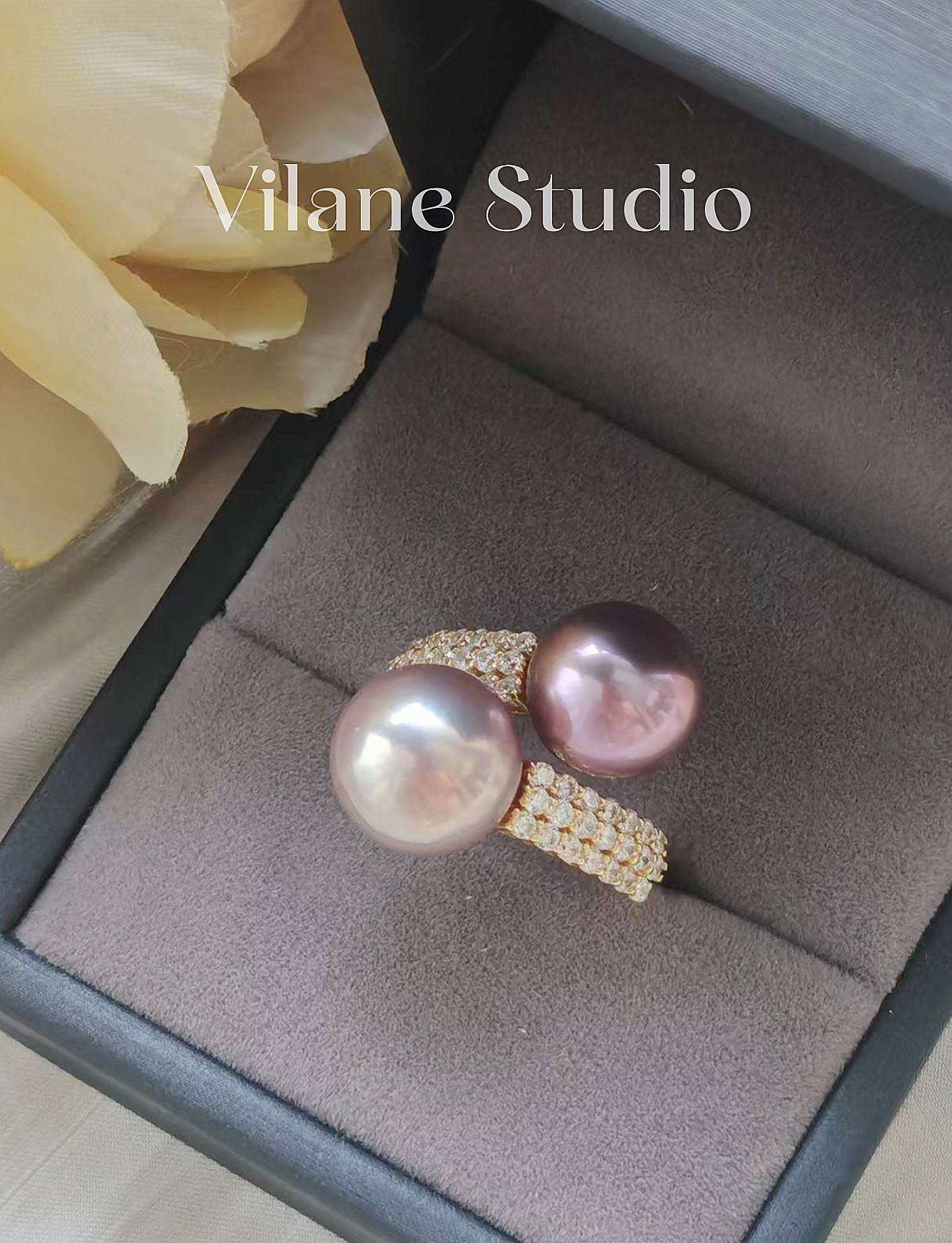 淡水怪色双珠戒指12mm纯银开口戒指