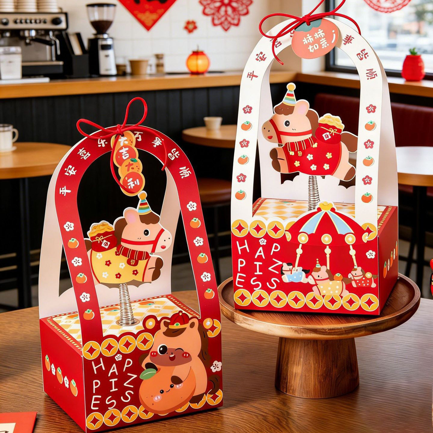 卡通新年礼盒马年手提巧克力烘焙零食糖果雪花酥饼干年货伴手礼盒,节庆用品/礼品,创意礼盒/礼品套组,淘宝优惠券,粉丝福利购,淘宝优惠卷