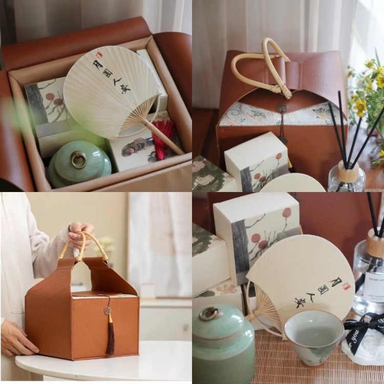 2025中秋教师节月饼包装盒礼盒冰皮广式蛋黄酥伴手礼皮质手提盒子