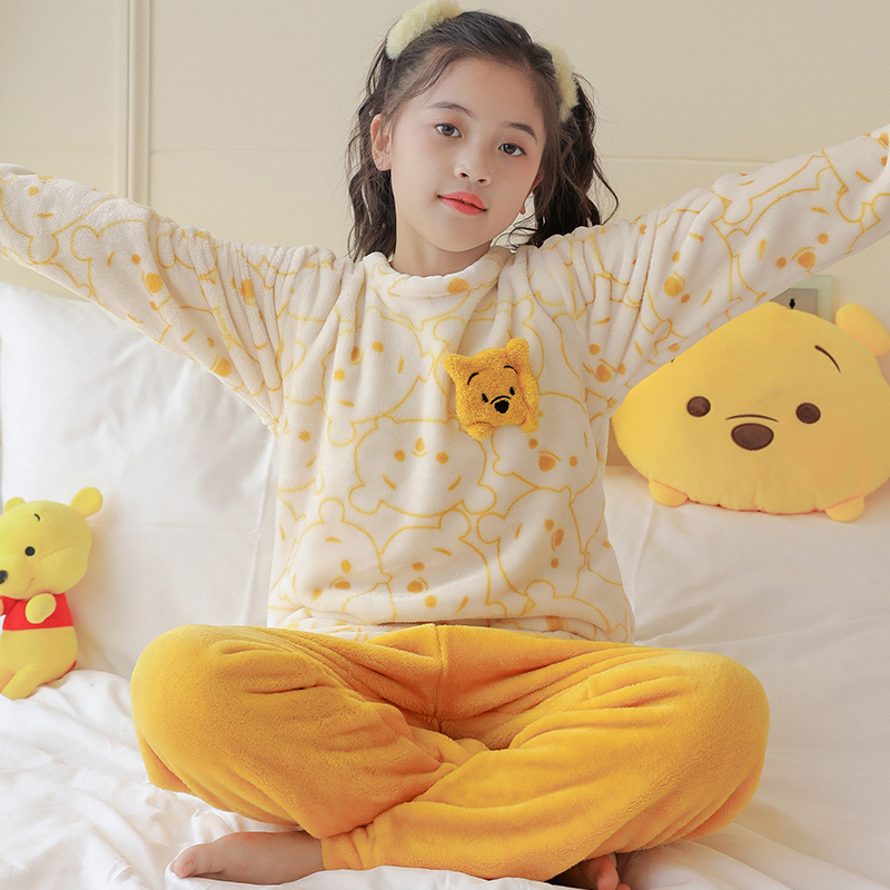 Françoise Children's Pajamas Autumn Winter Girls Coral Velvet Baby Homegirl Princess Autumn Mother and Daughter Package