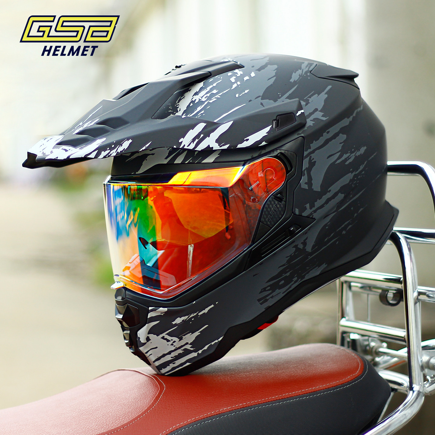 GSB新款越野拉力头盔双镜片公路拉力全盔机车长途男女四季XP-22