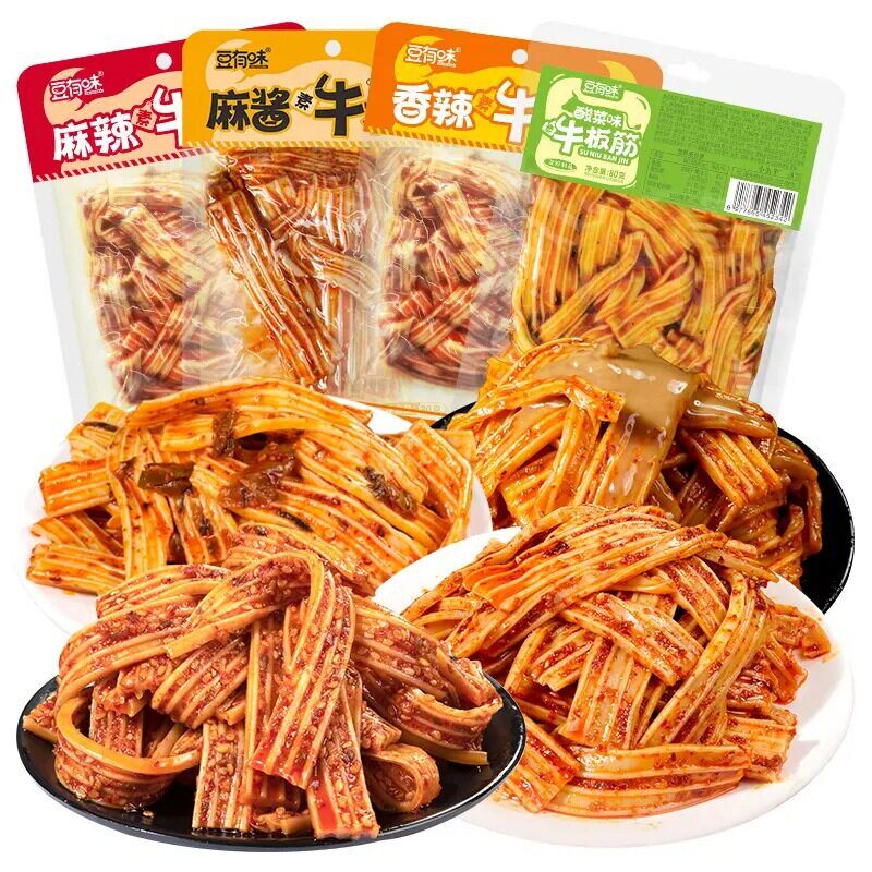 素牛板筋辣条小包装麻香辣麻酱酸菜豆有味湖南儿时经典解馋小零食