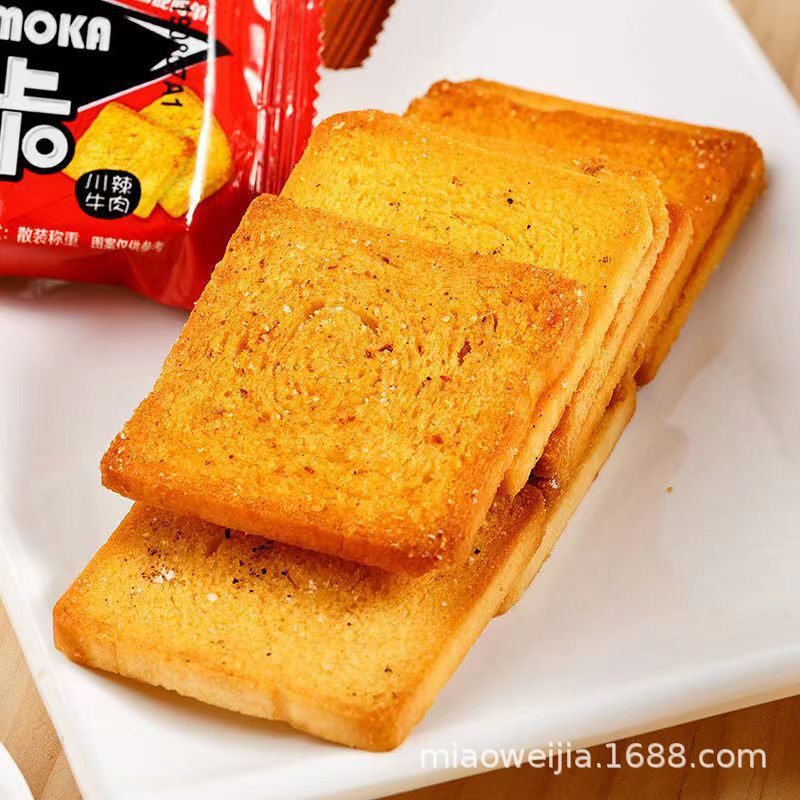 香酥烤馍片整箱馒头片独立包装香葱烧烤味代早餐饼干解馋小吃零食
