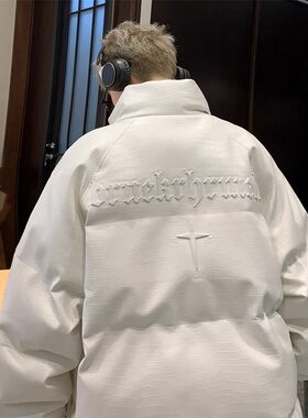 美式潮牌pu皮棉服男款冬季立领棉衣外套宽松加厚面包服晋江棉袄子