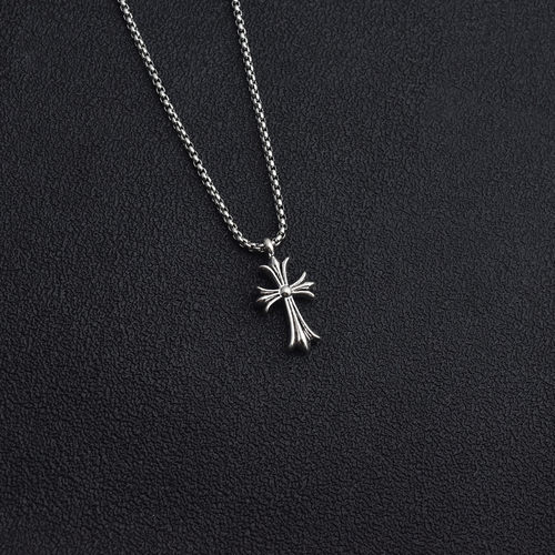 复古仿古银十字架吊坠项链