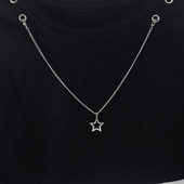 钛钢衣服链两头扣T恤链条五角星吊坠两头挂钩链条一字扣衣领链