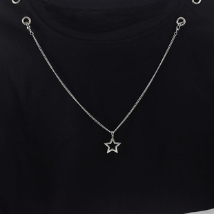钛钢衣服链两头扣T恤链条五角星吊坠两头挂钩链条一字扣衣领链