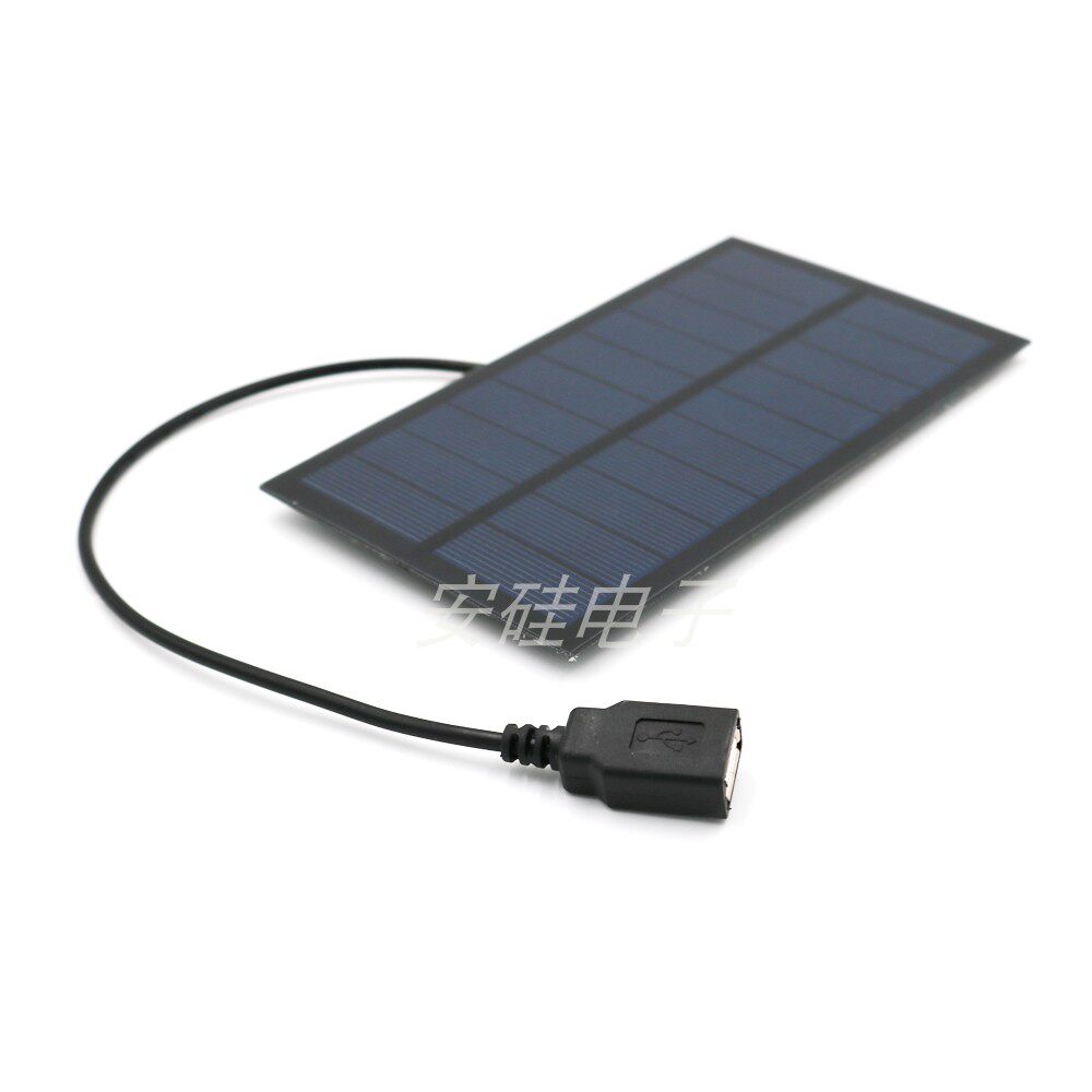 5V 2W 4W 5W太阳能光伏板手机充电宝 PET层压板 +usb母头 DIY