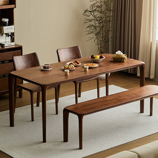 中古风实木餐桌轻奢简约松木吃饭桌榫卯原木大板桌子家用客厅书桌
