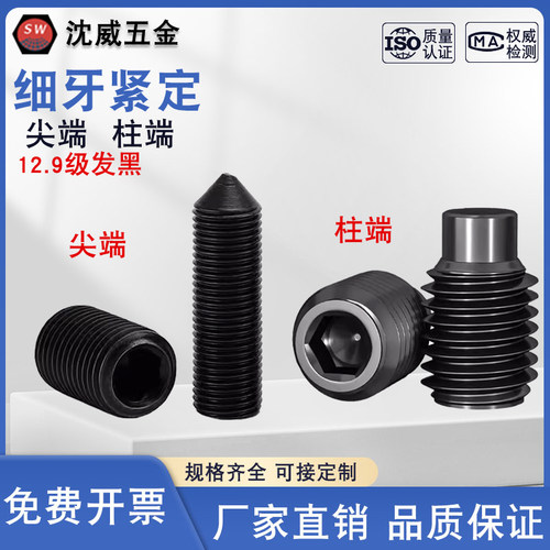 12.9级细牙锥端柱端紧定止付螺丝