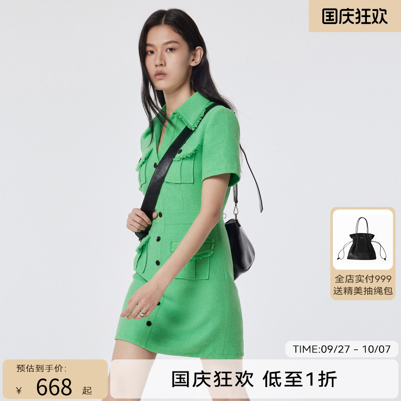 H.GENTEEL荷高新款夏装女翻领拉链套头连衣裙GUD21750697