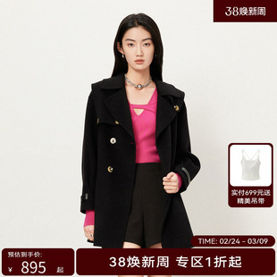 【商场同款】HPLY荷比俪冬季新款休闲双排扣大衣