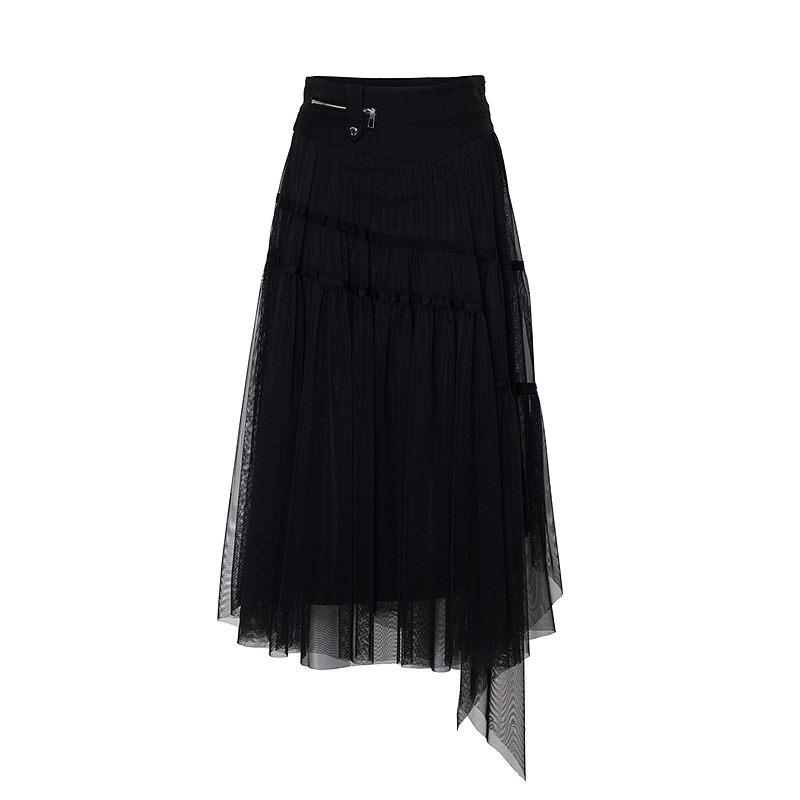 H·GENTEEL荷高年新款冬装女浪漫网纱气质轻盈柔软半身裙