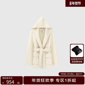 女圈圈绒感连帽系带斗篷大衣 新款 商场同款 HPLY荷比俪冬季