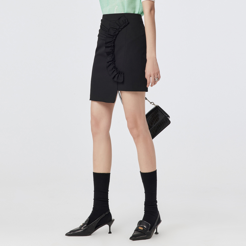 H.GENTEEL荷高新夏装女摩登怀旧前片花朵花苞半身裙GUD24700637