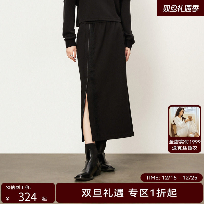 【商场同款】HPLY荷比俪冬季新款直筒蕾丝半身裙HYD41700009