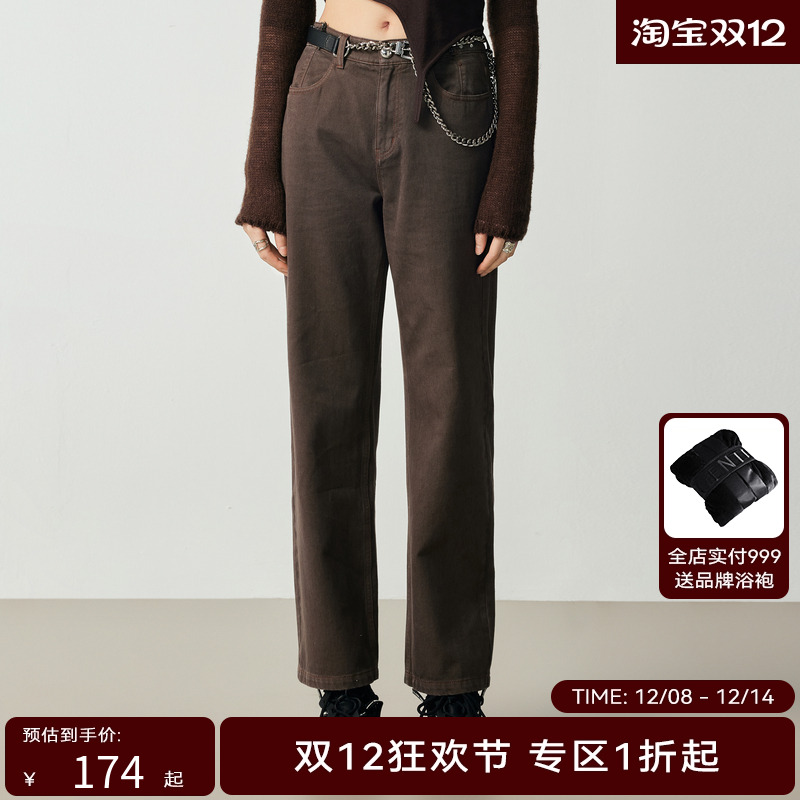 H·GENTEEL荷高新秋装女直筒宽松显瘦牛仔裤GCD33420608