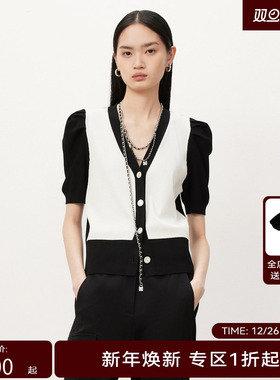 【商场同款】HPLY荷比俪秋季新款黑白撞色针织衫HZD32650350